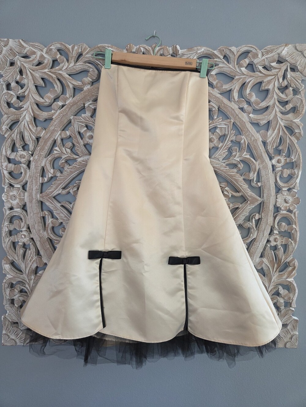 Gunne Sax Jessica McClintock Vintage Cream Cocktail Dress Black Detail